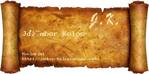 Jámbor Kolos névjegykártya